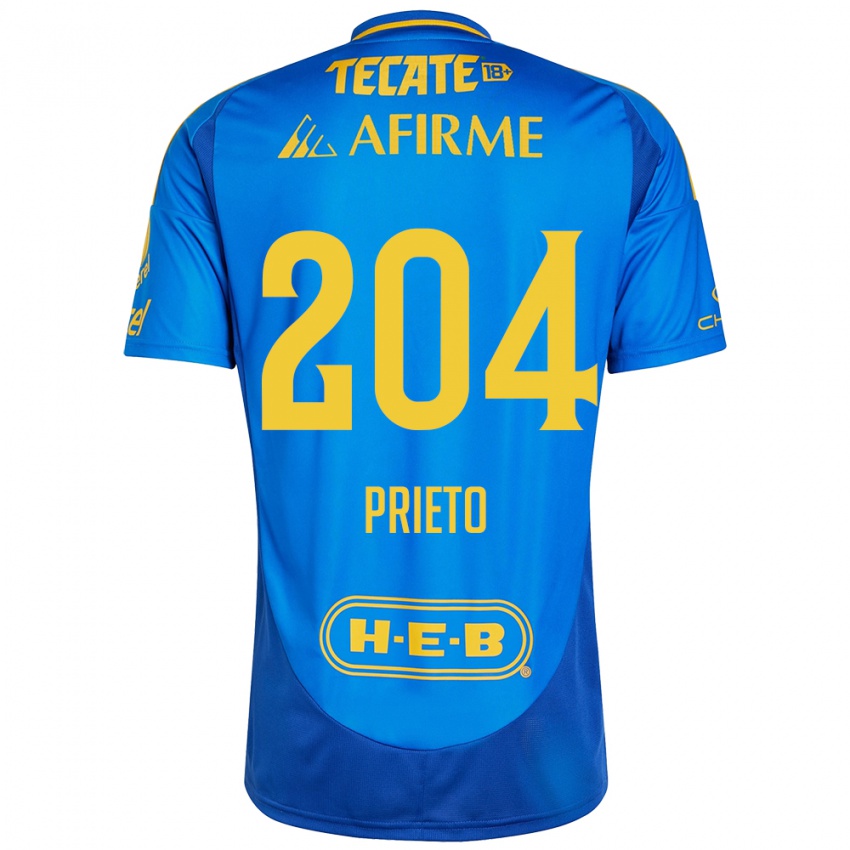 Niño Camiseta Leonel Prieto #204 Azul Amarillo 2ª Equipación 2024/25 La Camisa México