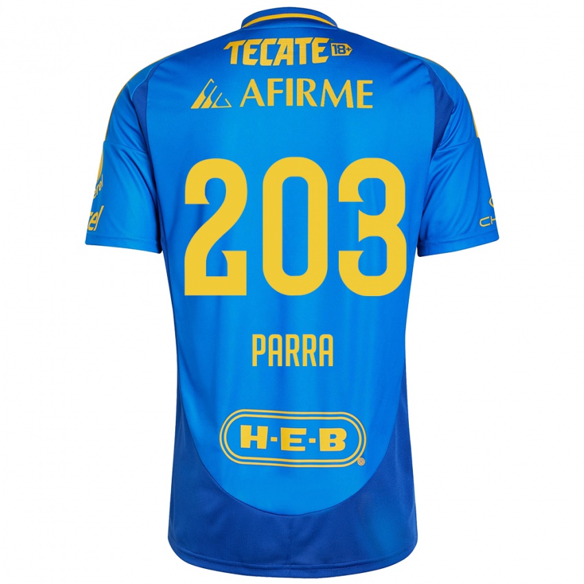 Niño Camiseta Bernardo Parra #203 Azul Amarillo 2ª Equipación 2024/25 La Camisa México