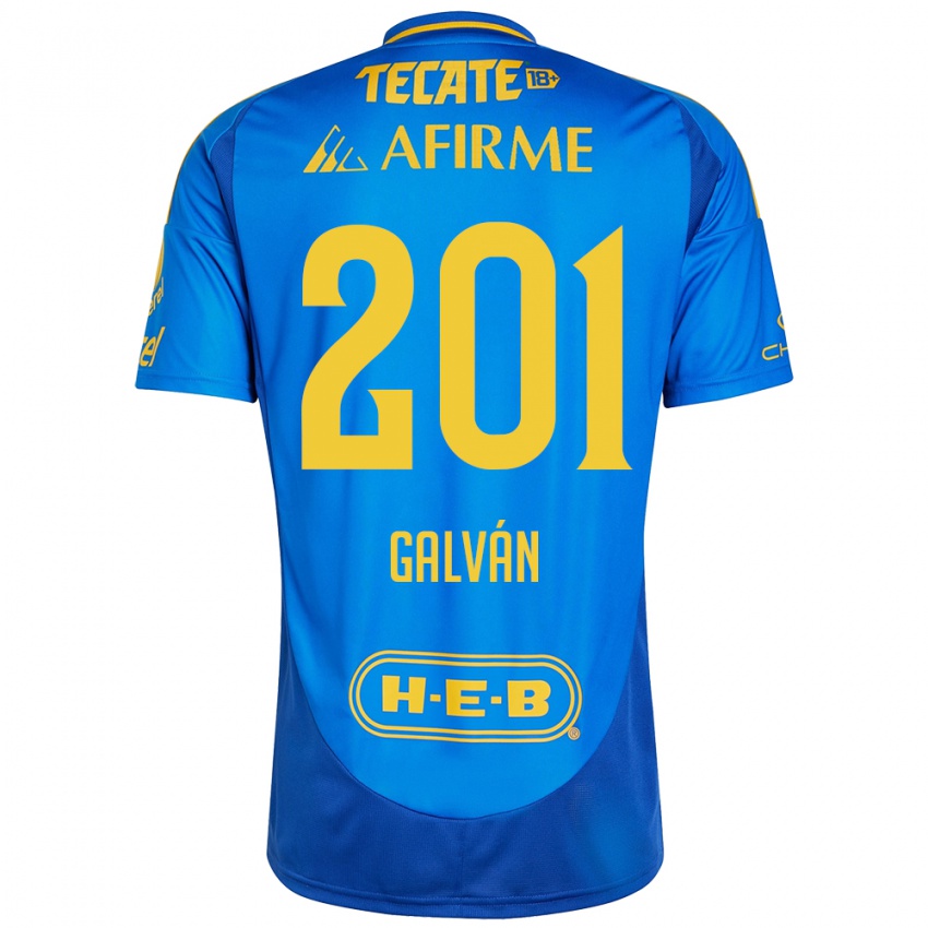 Niño Camiseta Isac Galván #201 Azul Amarillo 2ª Equipación 2024/25 La Camisa México