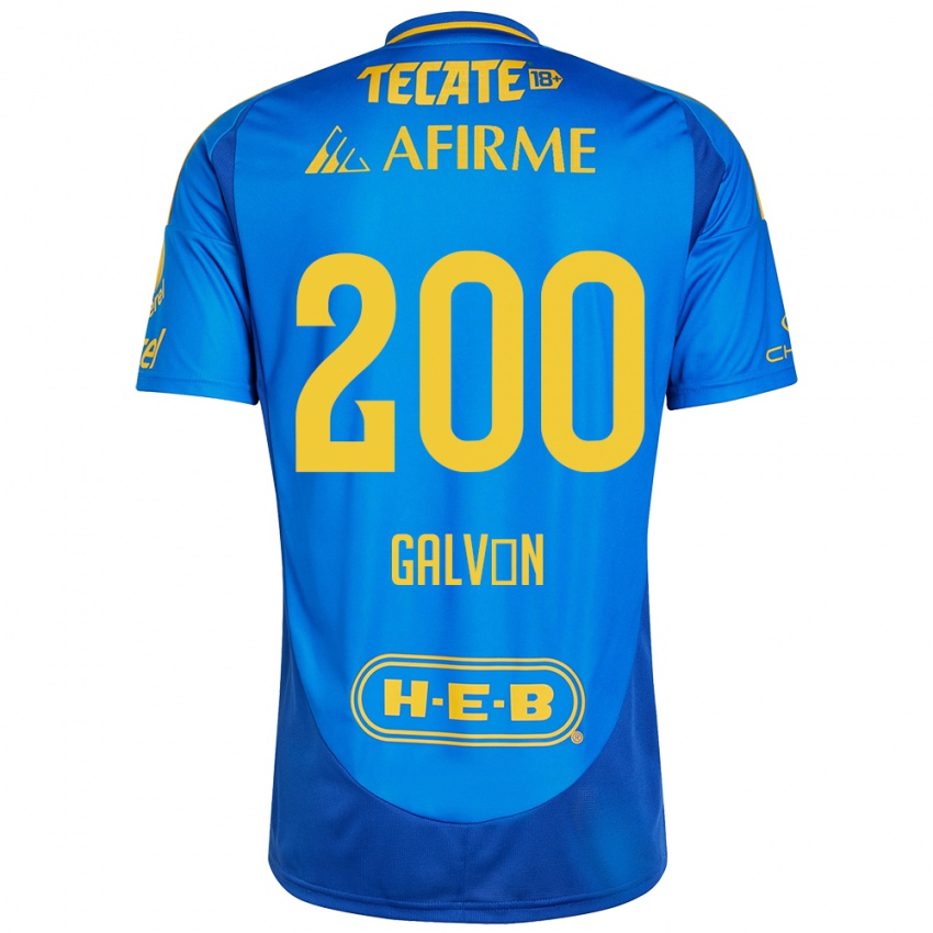 Niño Camiseta Isaias Galván #200 Azul Amarillo 2ª Equipación 2024/25 La Camisa México