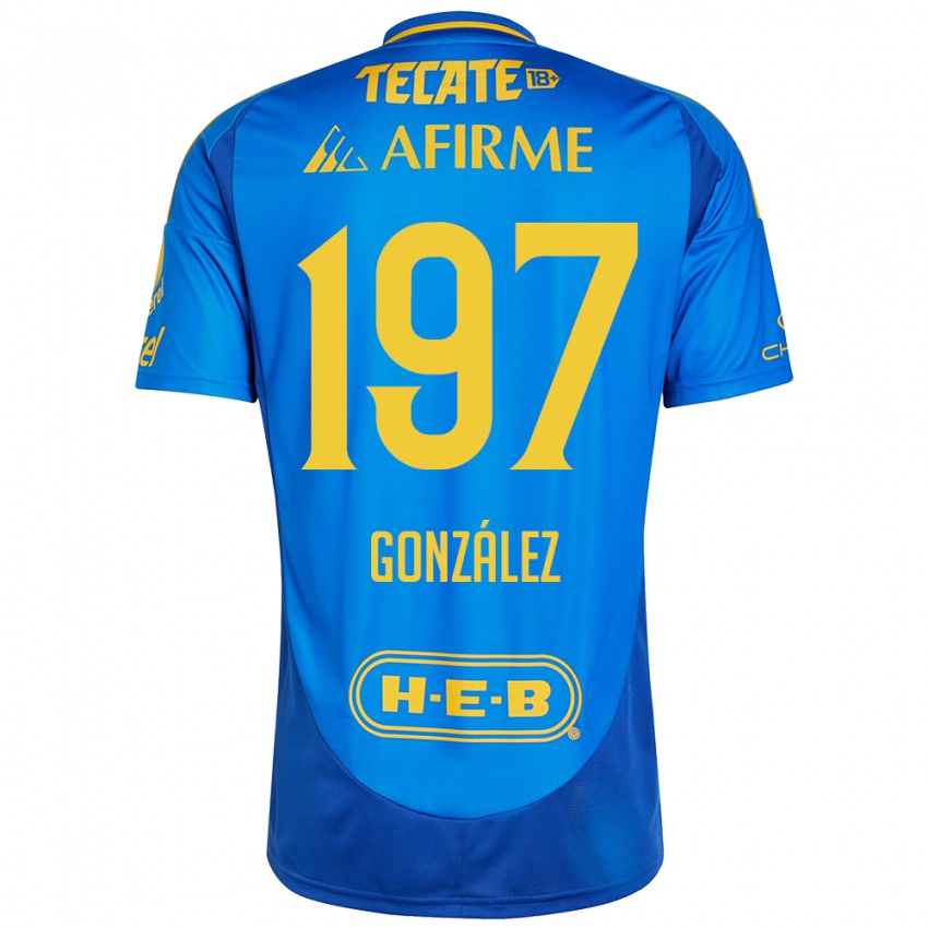 Niño Camiseta Germán González #197 Azul Amarillo 2ª Equipación 2024/25 La Camisa México