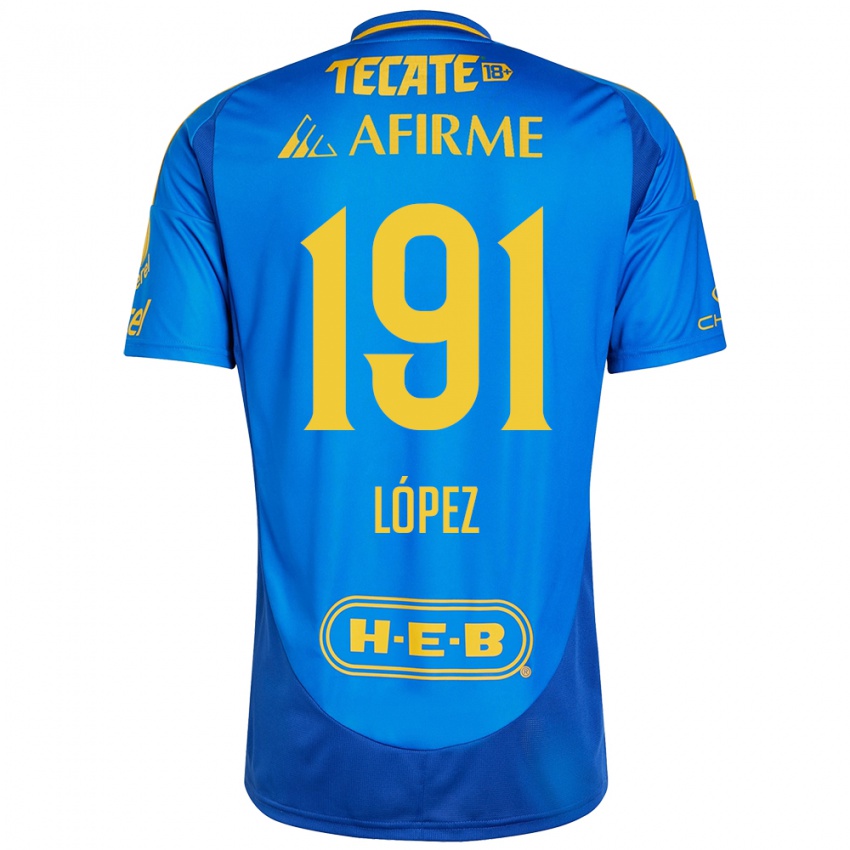 Niño Camiseta Adrián López #191 Azul Amarillo 2ª Equipación 2024/25 La Camisa México