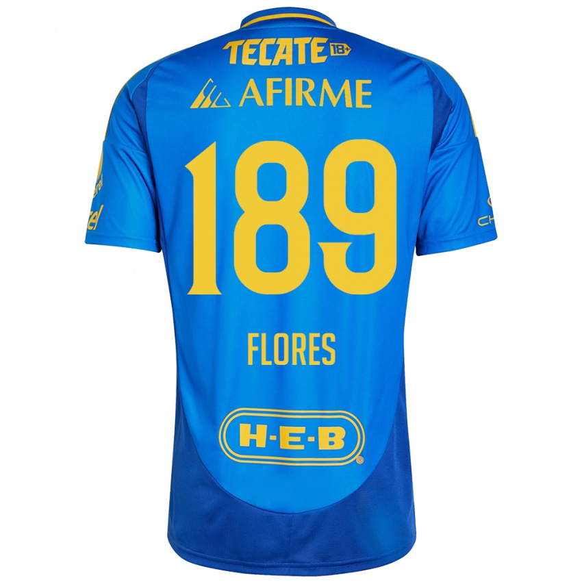 Niño Camiseta Rolando Flores #189 Azul Amarillo 2ª Equipación 2024/25 La Camisa México