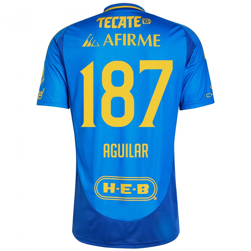 Niño Camiseta Manuel Aguilar #187 Azul Amarillo 2ª Equipación 2024/25 La Camisa México