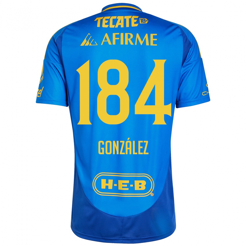 Niño Camiseta Erick González #184 Azul Amarillo 2ª Equipación 2024/25 La Camisa México