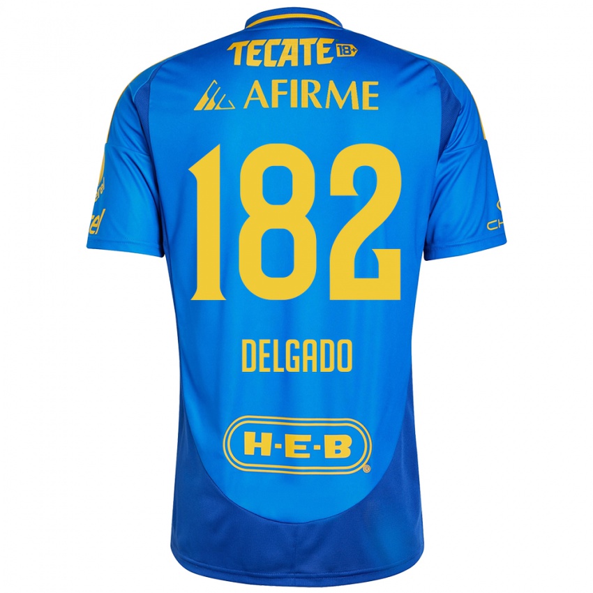 Niño Camiseta Arturo Delgado #182 Azul Amarillo 2ª Equipación 2024/25 La Camisa México