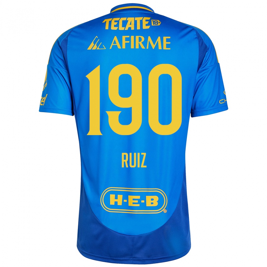 Niño Camiseta Óscar Ruiz #190 Azul Amarillo 2ª Equipación 2024/25 La Camisa México