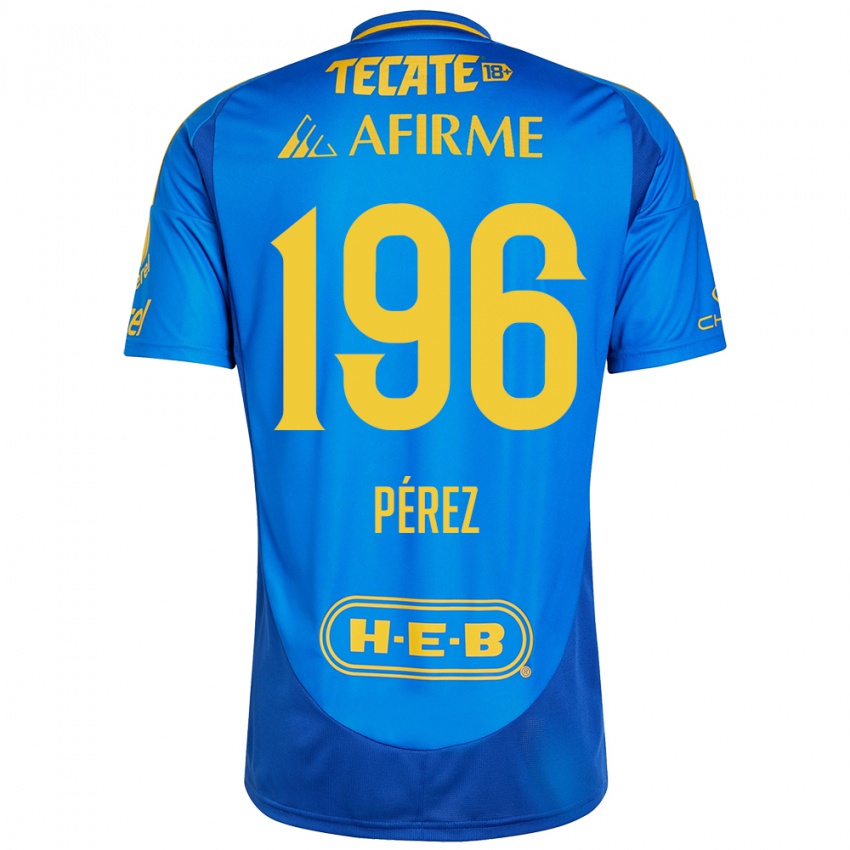 Niño Camiseta Axel Pérez #196 Azul Amarillo 2ª Equipación 2024/25 La Camisa México