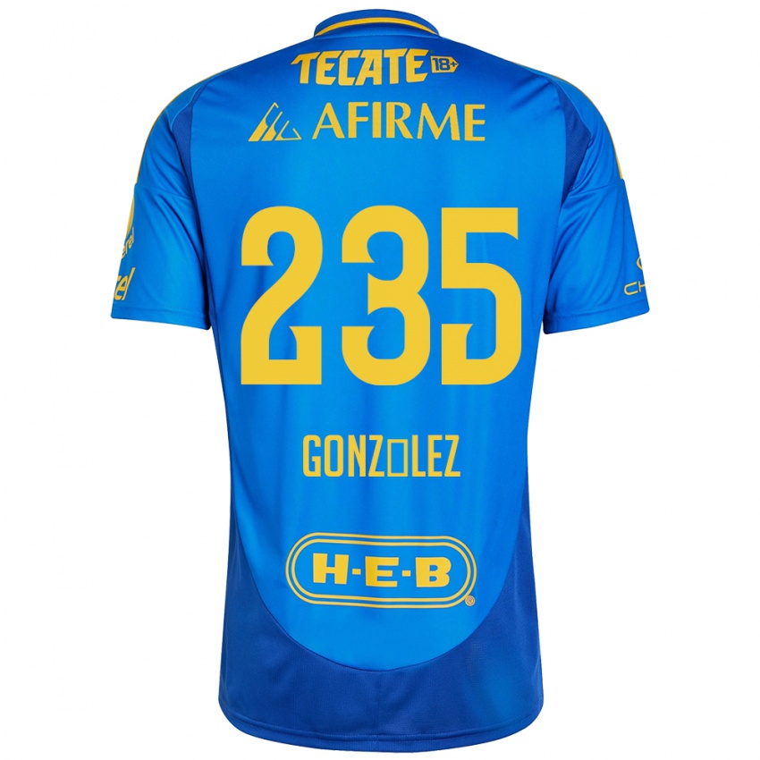 Niño Camiseta Mauricio González #235 Azul Amarillo 2ª Equipación 2024/25 La Camisa México