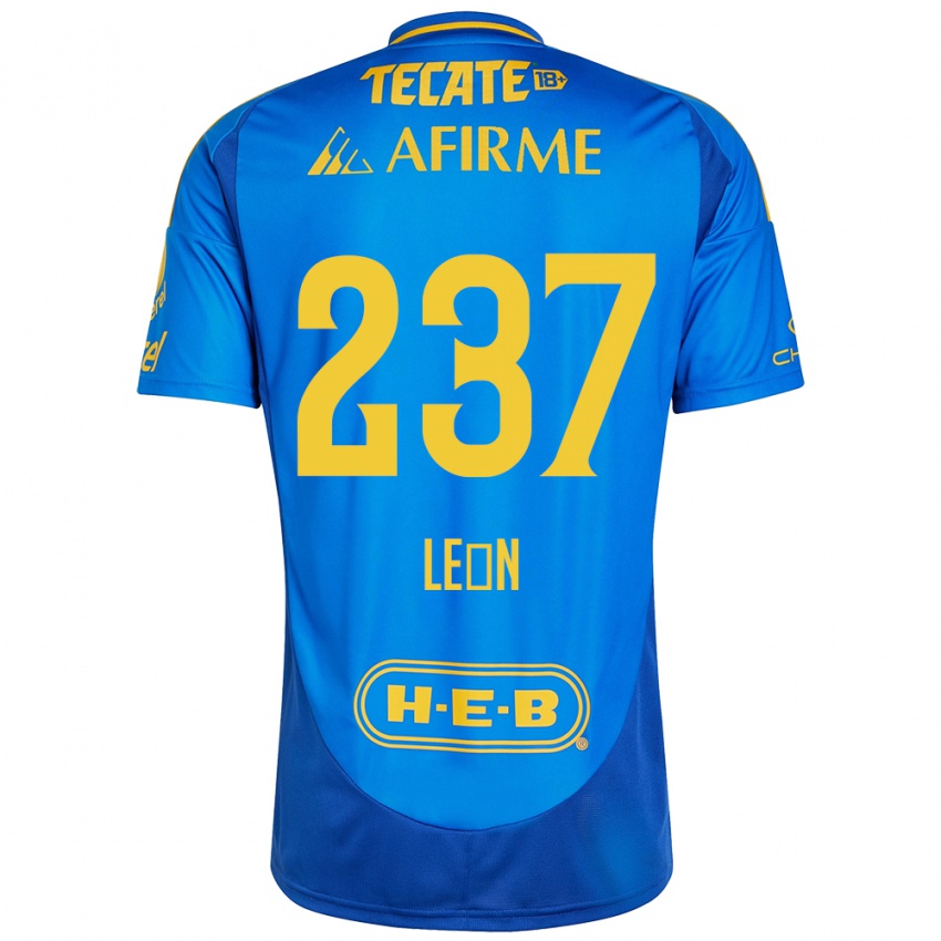 Niño Camiseta Gabriel León #237 Azul Amarillo 2ª Equipación 2024/25 La Camisa México