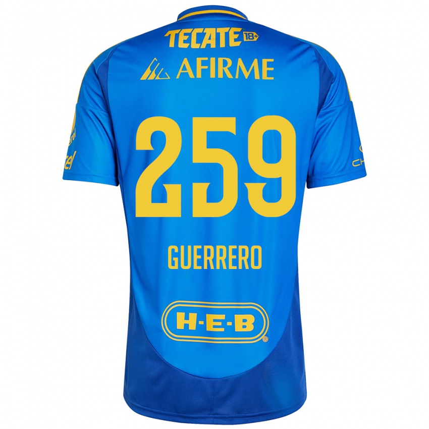 Niño Camiseta Erick Guerrero #259 Azul Amarillo 2ª Equipación 2024/25 La Camisa México