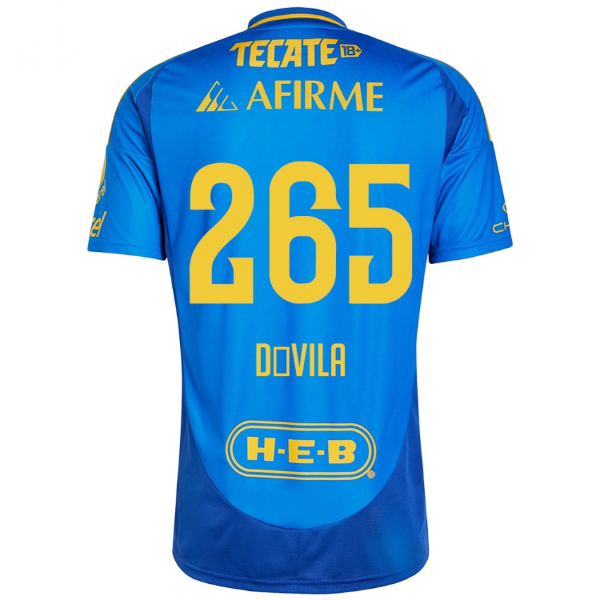 Niño Camiseta Emiliano Dávila #265 Azul Amarillo 2ª Equipación 2024/25 La Camisa México