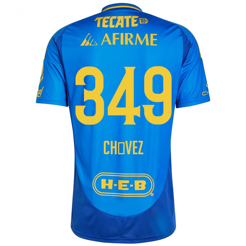 Niño Camiseta Jorge Chávez #349 Azul Amarillo 2ª Equipación 2024/25 La Camisa México