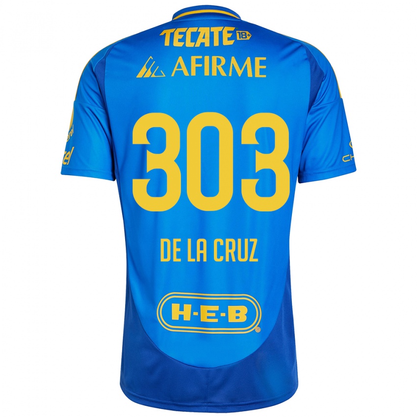 Niño Camiseta Erick De La Cruz #303 Azul Amarillo 2ª Equipación 2024/25 La Camisa México