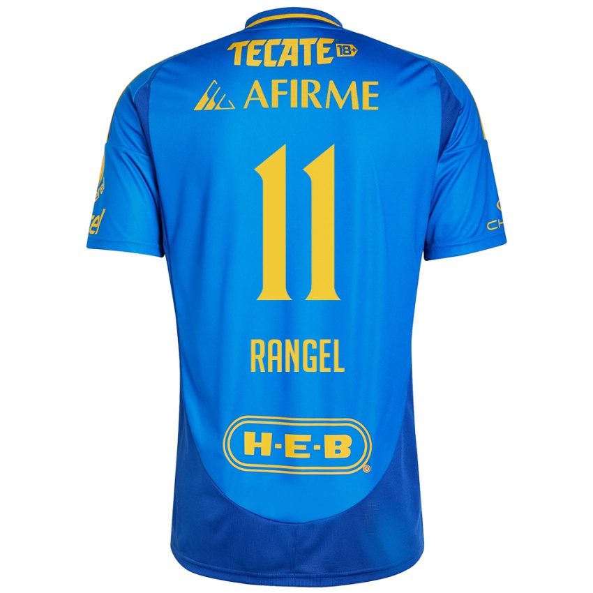 Niño Camiseta Nayeli Rangel #11 Azul Amarillo 2ª Equipación 2024/25 La Camisa México