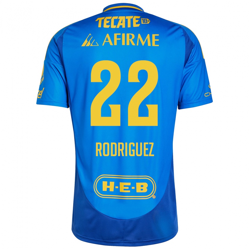 Niño Camiseta Anika Rodriguez #22 Azul Amarillo 2ª Equipación 2024/25 La Camisa México