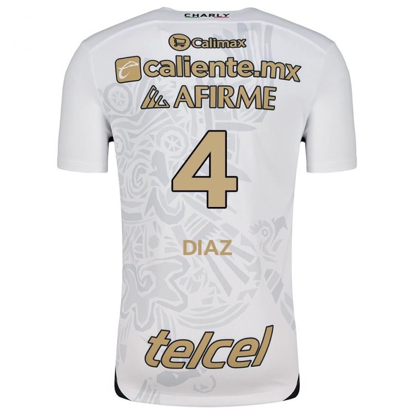 Niño Camiseta Nicolás Díaz #4 Blanco Negro 2ª Equipación 2024/25 La Camisa México