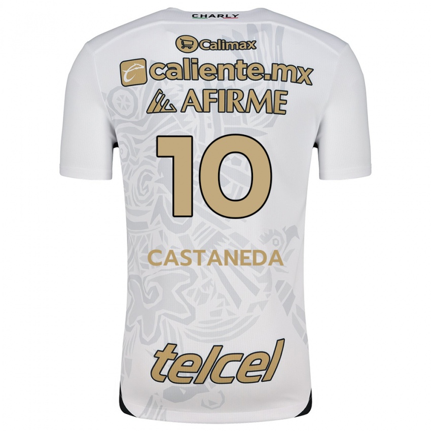 Niño Camiseta Kevin Castañeda #10 Blanco Negro 2ª Equipación 2024/25 La Camisa México