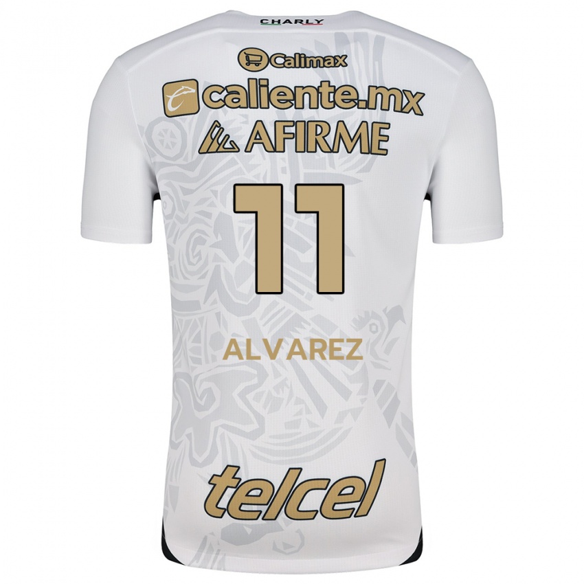 Niño Camiseta Efraín Álvarez #11 Blanco Negro 2ª Equipación 2024/25 La Camisa México