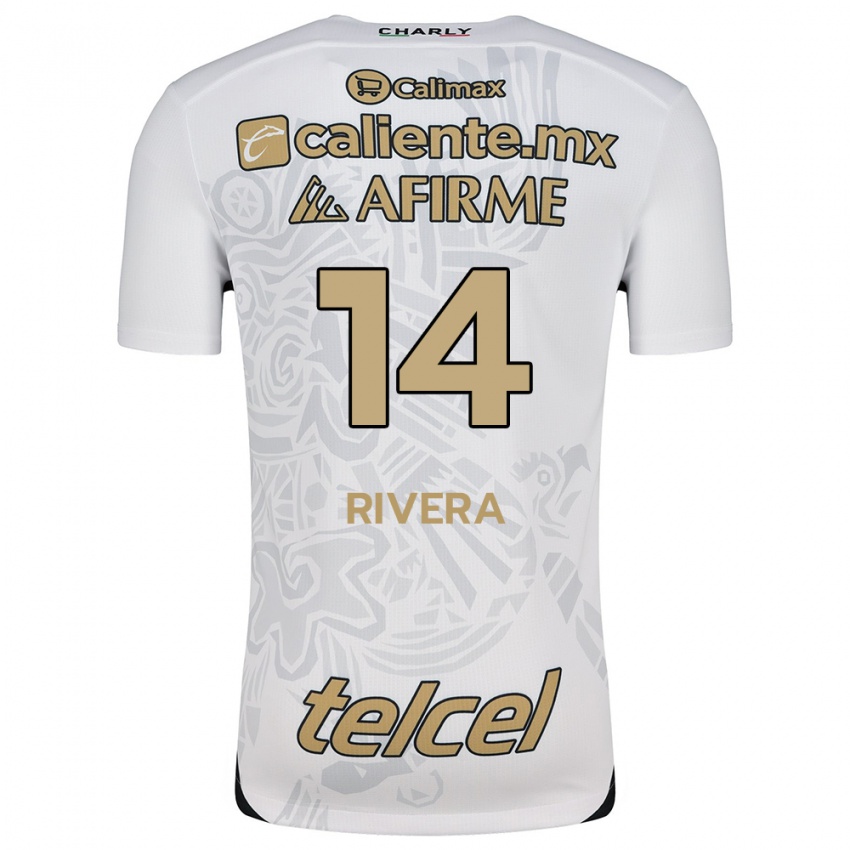 Niño Camiseta Christian Rivera #14 Blanco Negro 2ª Equipación 2024/25 La Camisa México