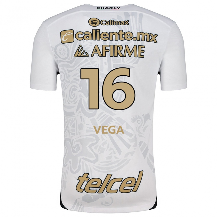 Niño Camiseta Jesús Vega #16 Blanco Negro 2ª Equipación 2024/25 La Camisa México