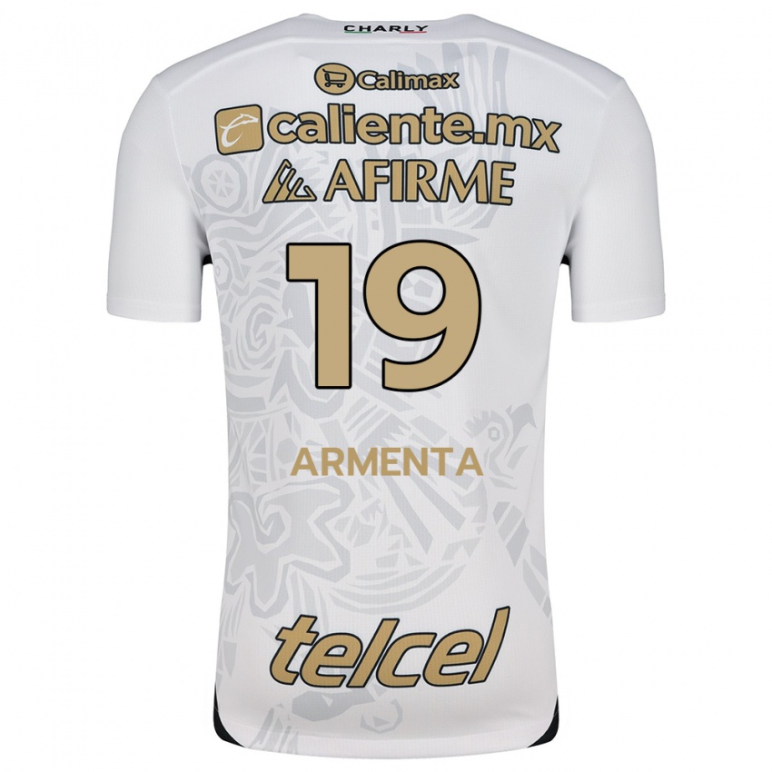 Niño Camiseta Eduardo Armenta #19 Blanco Negro 2ª Equipación 2024/25 La Camisa México