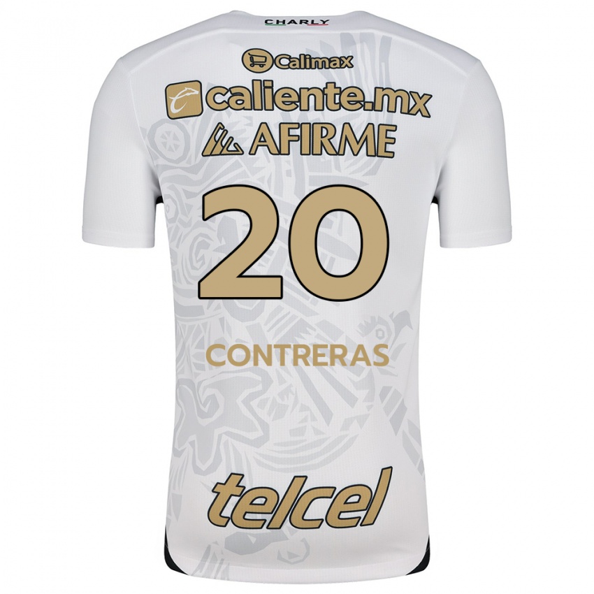 Niño Camiseta Francisco Contreras #20 Blanco Negro 2ª Equipación 2024/25 La Camisa México