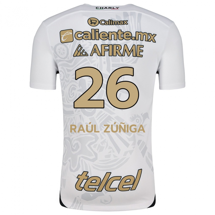 Niño Camiseta José Raúl Zúñiga #26 Blanco Negro 2ª Equipación 2024/25 La Camisa México