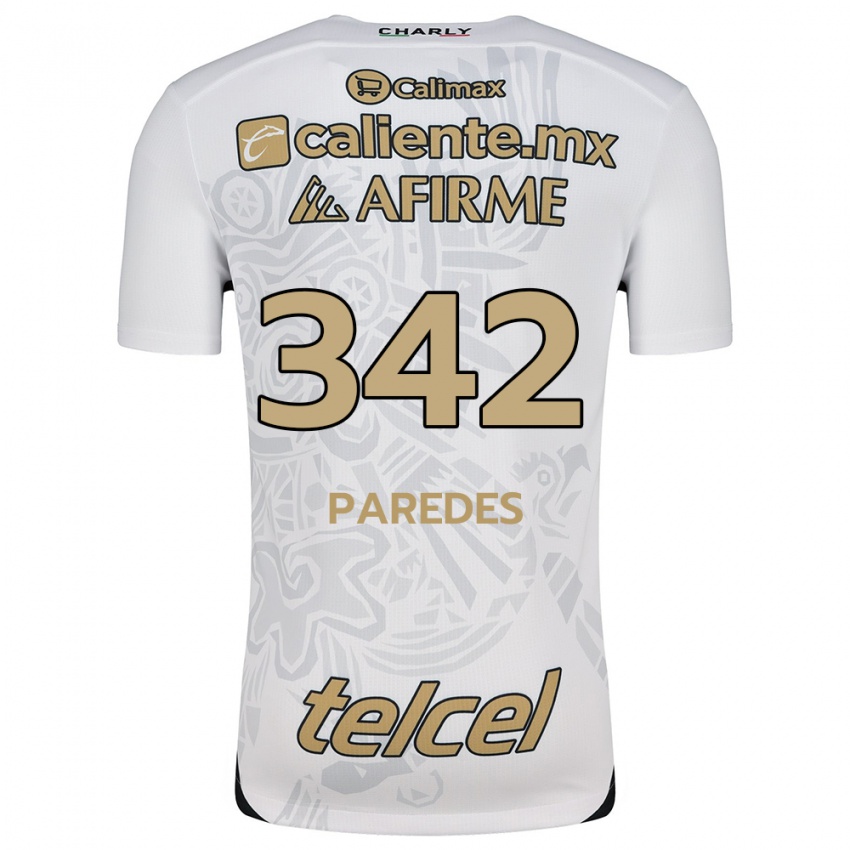 Niño Camiseta Santiago Paredes #342 Blanco Negro 2ª Equipación 2024/25 La Camisa México