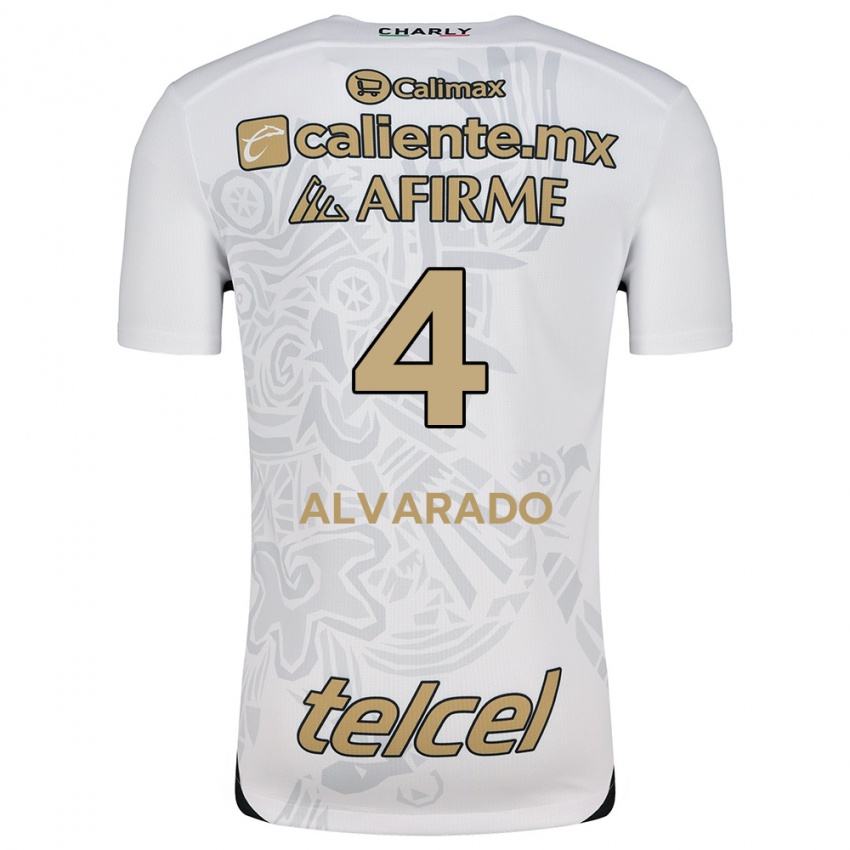 Niño Camiseta Mónica Alvarado #4 Blanco Negro 2ª Equipación 2024/25 La Camisa México