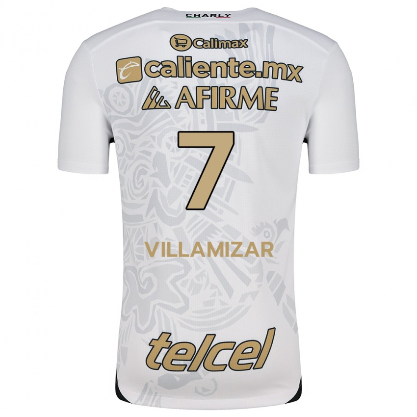 Niño Camiseta Paola Villamizar #7 Blanco Negro 2ª Equipación 2024/25 La Camisa México