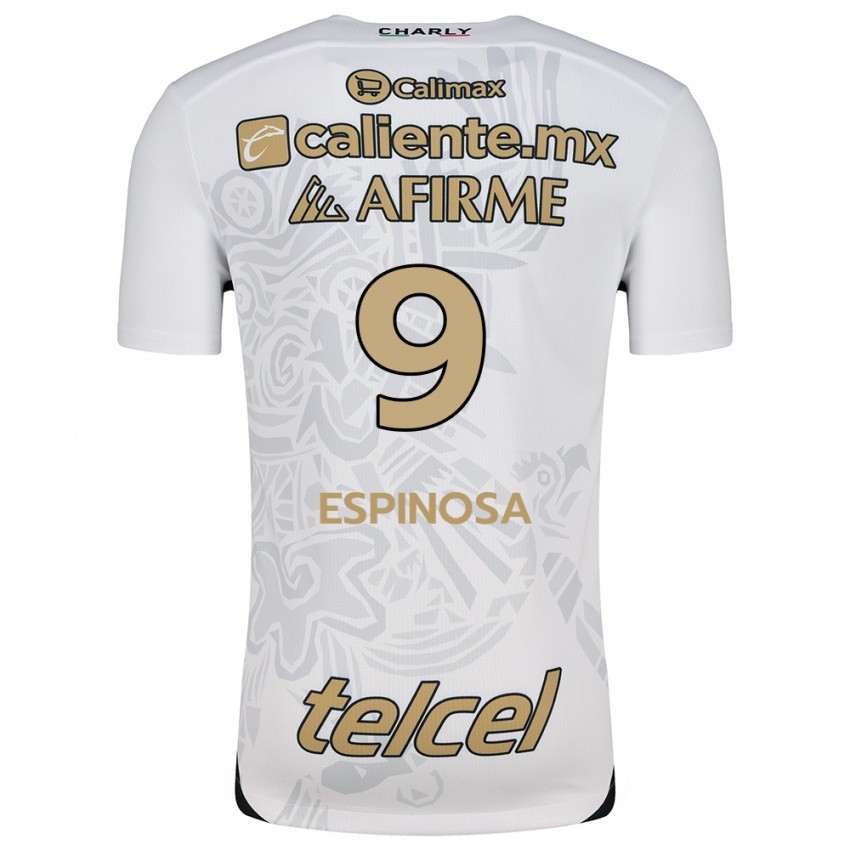 Niño Camiseta Daniela Espinosa #9 Blanco Negro 2ª Equipación 2024/25 La Camisa México