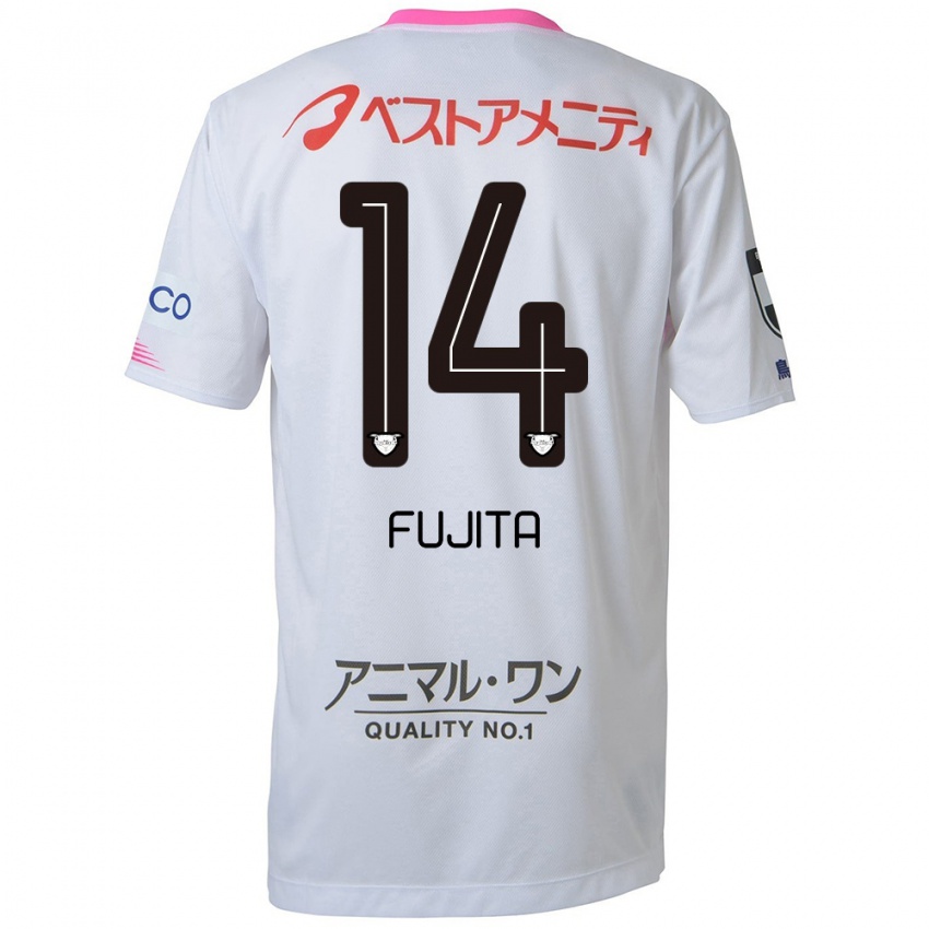 Niño Camiseta Naoyuki Fujita #14 Blanco Azul Rosa 2ª Equipación 2024/25 La Camisa México