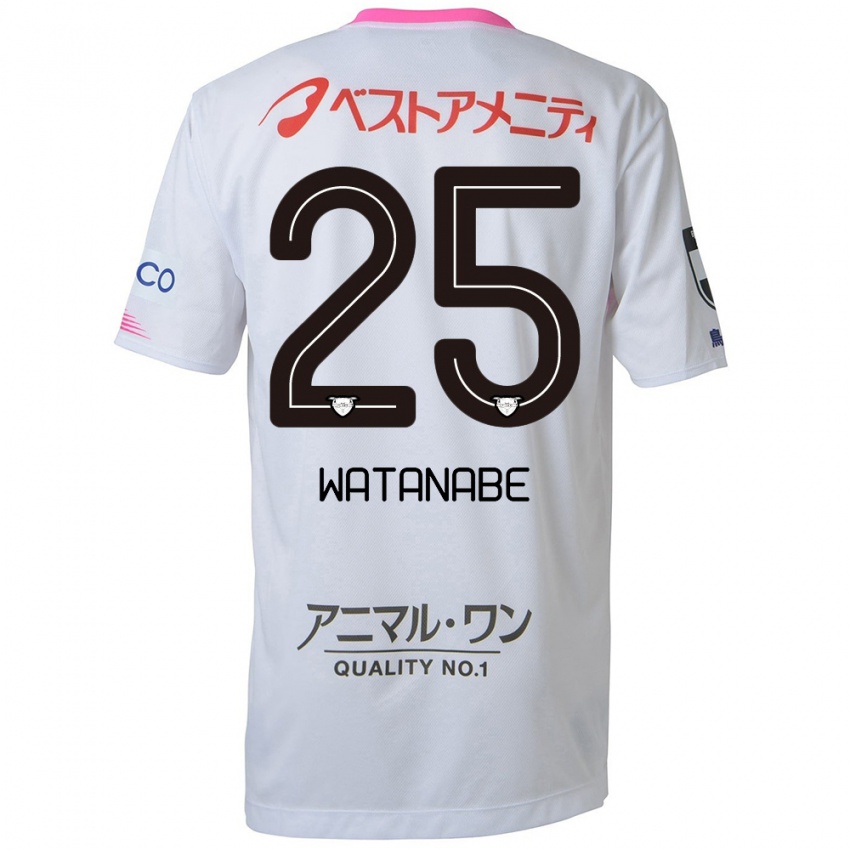 Niño Camiseta Ryohei Watanabe #25 Blanco Azul Rosa 2ª Equipación 2024/25 La Camisa México