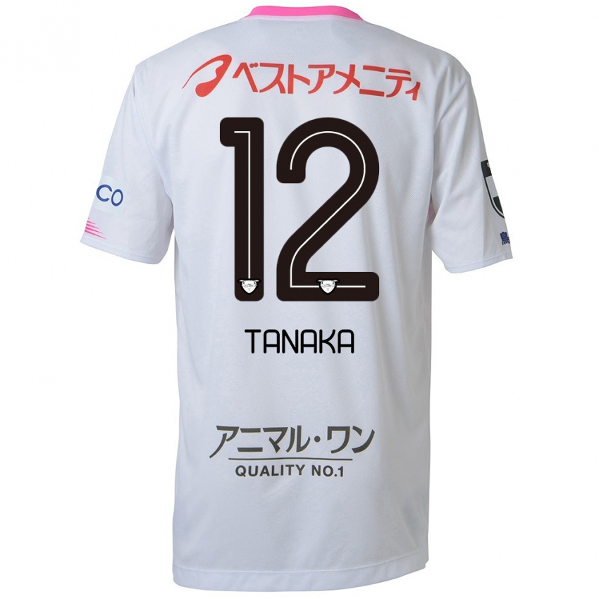 Niño Camiseta Kosei Tanaka #12 Blanco Azul Rosa 2ª Equipación 2024/25 La Camisa México