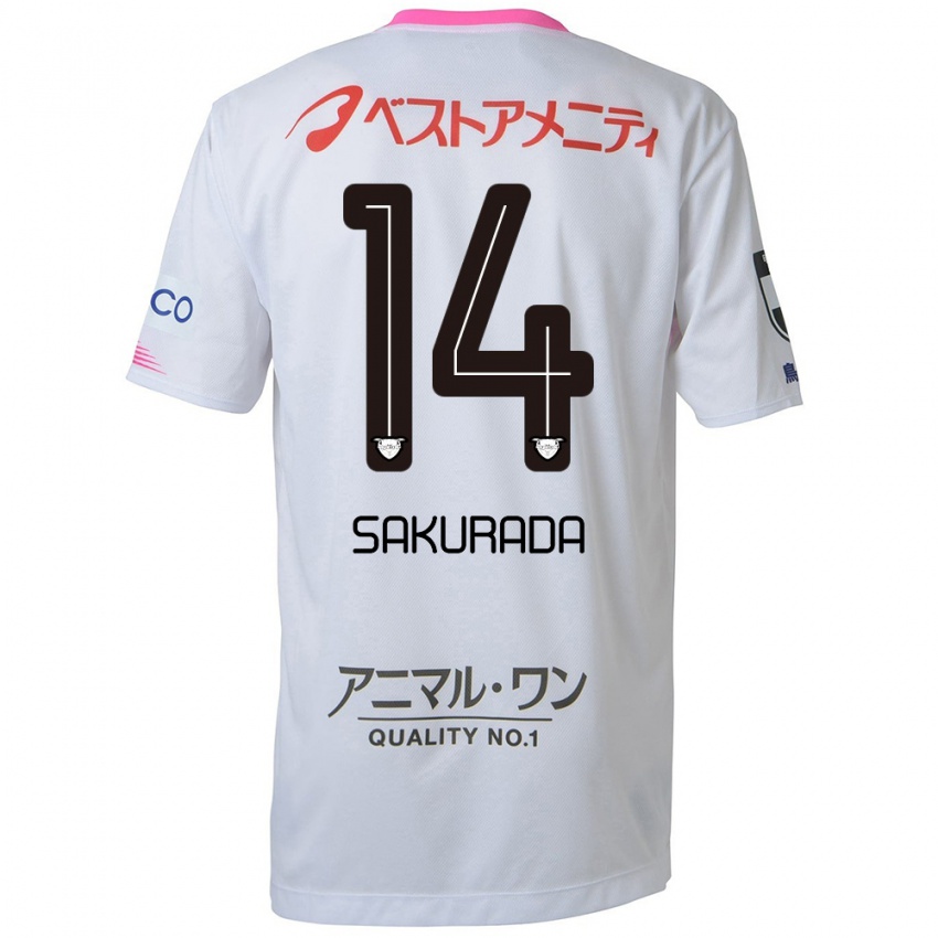 Niño Camiseta Ryu Sakurada #14 Blanco Azul Rosa 2ª Equipación 2024/25 La Camisa México