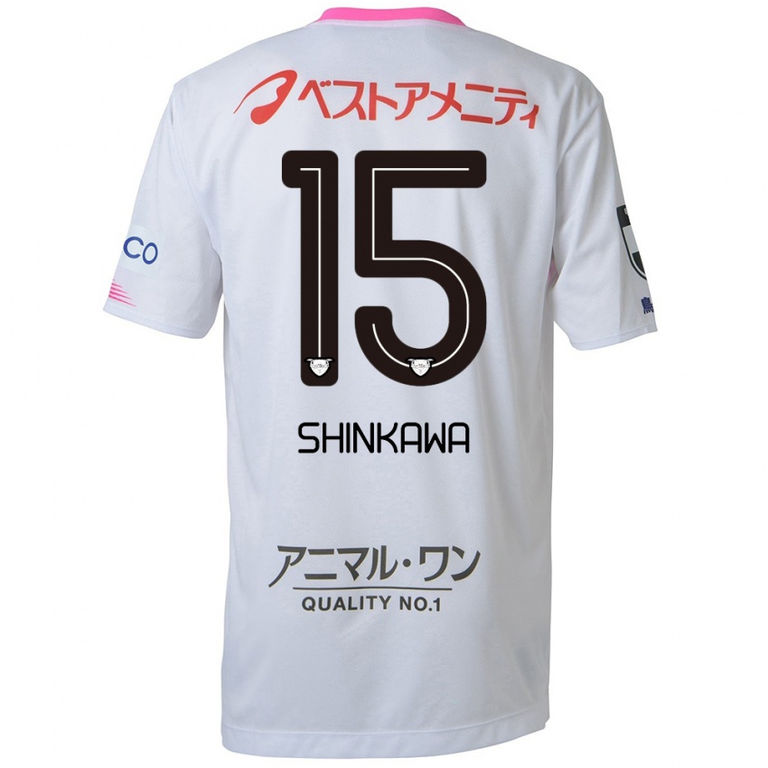 Niño Camiseta Shion Shinkawa #15 Blanco Azul Rosa 2ª Equipación 2024/25 La Camisa México