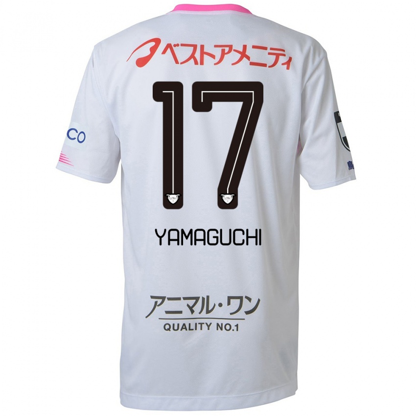 Niño Camiseta Hikaru Yamaguchi #17 Blanco Azul Rosa 2ª Equipación 2024/25 La Camisa México