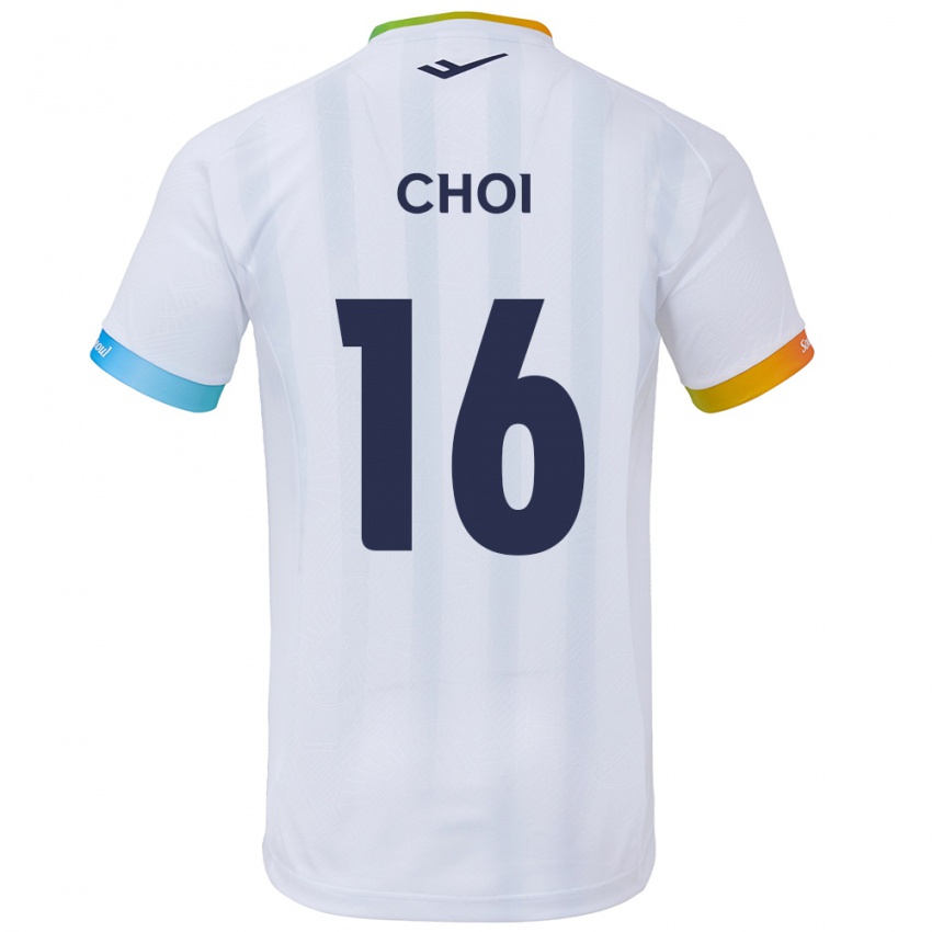 Niño Camiseta Jun Choi #16 Blanco Azul 2ª Equipación 2024/25 La Camisa México