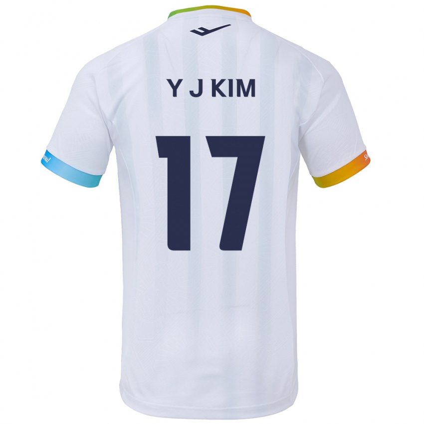 Niño Camiseta Jin-Ya Kim #17 Blanco Azul 2ª Equipación 2024/25 La Camisa México