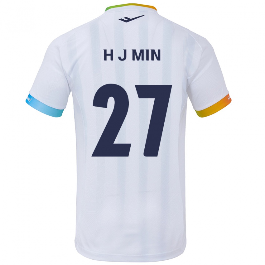 Niño Camiseta Ji-Hoon Min #27 Blanco Azul 2ª Equipación 2024/25 La Camisa México