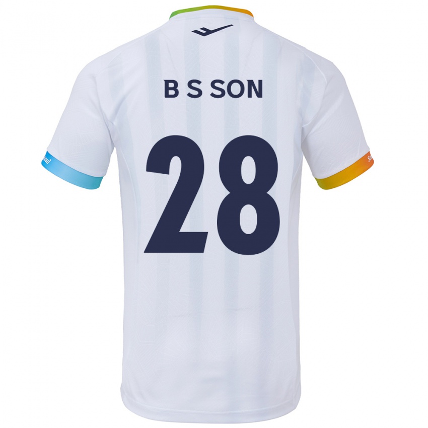 Niño Camiseta Seung-Beom Son #28 Blanco Azul 2ª Equipación 2024/25 La Camisa México