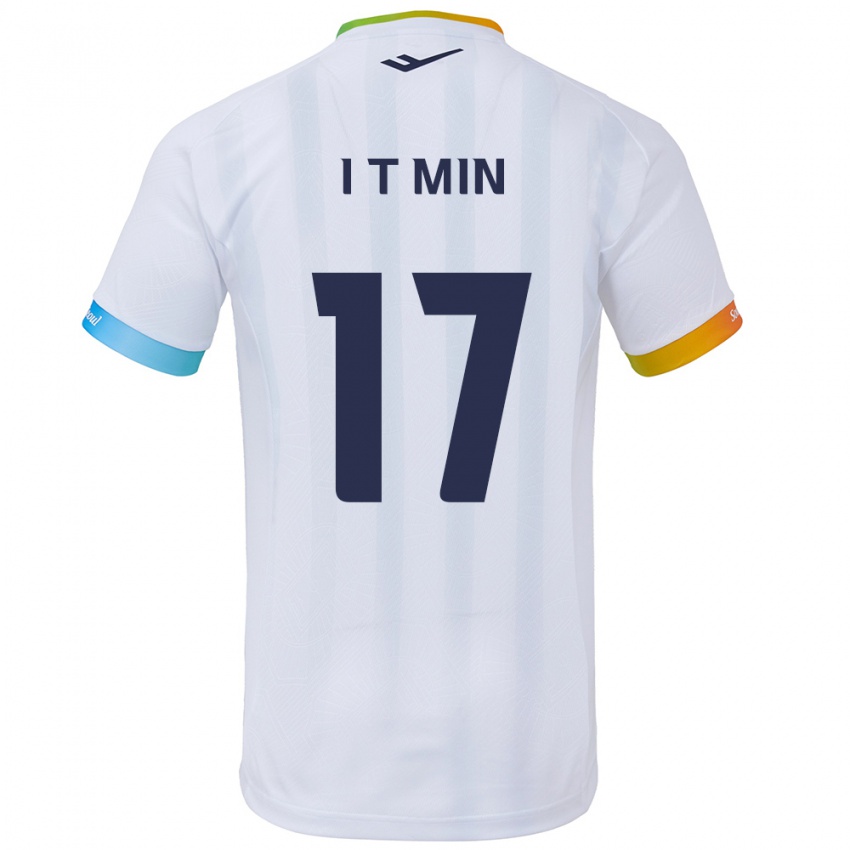 Niño Camiseta Tae-In Min #17 Blanco Azul 2ª Equipación 2024/25 La Camisa México