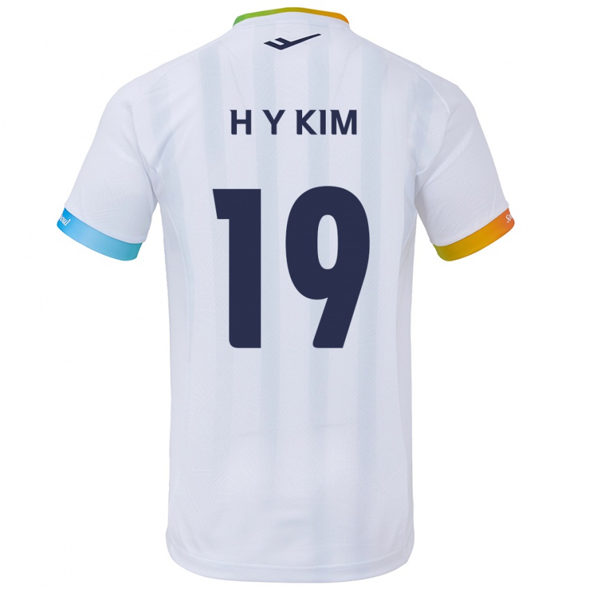 Niño Camiseta Yong-Hyuk Kim #19 Blanco Azul 2ª Equipación 2024/25 La Camisa México