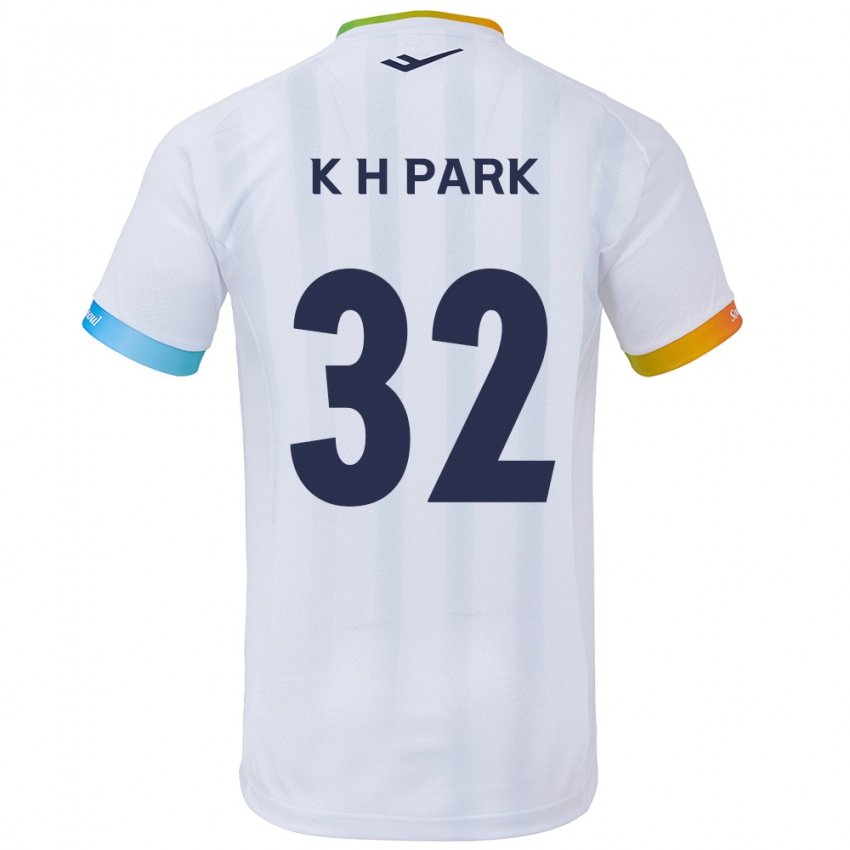 Niño Camiseta Han-Kyul Park #32 Blanco Azul 2ª Equipación 2024/25 La Camisa México