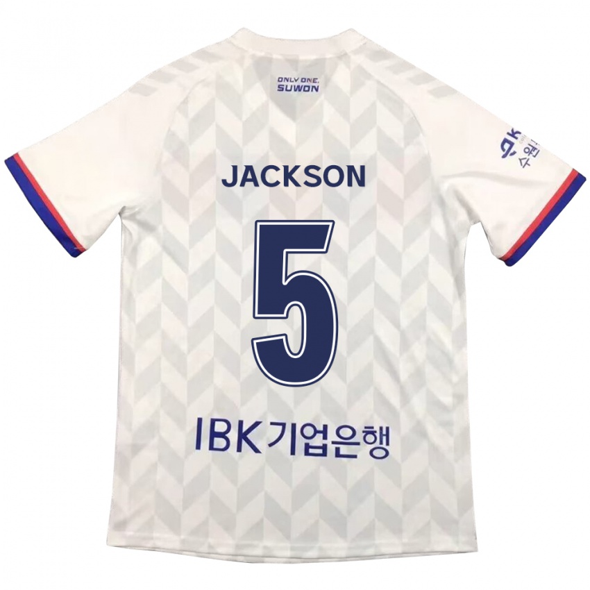 Niño Camiseta Lachlan Jackson #5 Blanco Azul 2ª Equipación 2024/25 La Camisa México