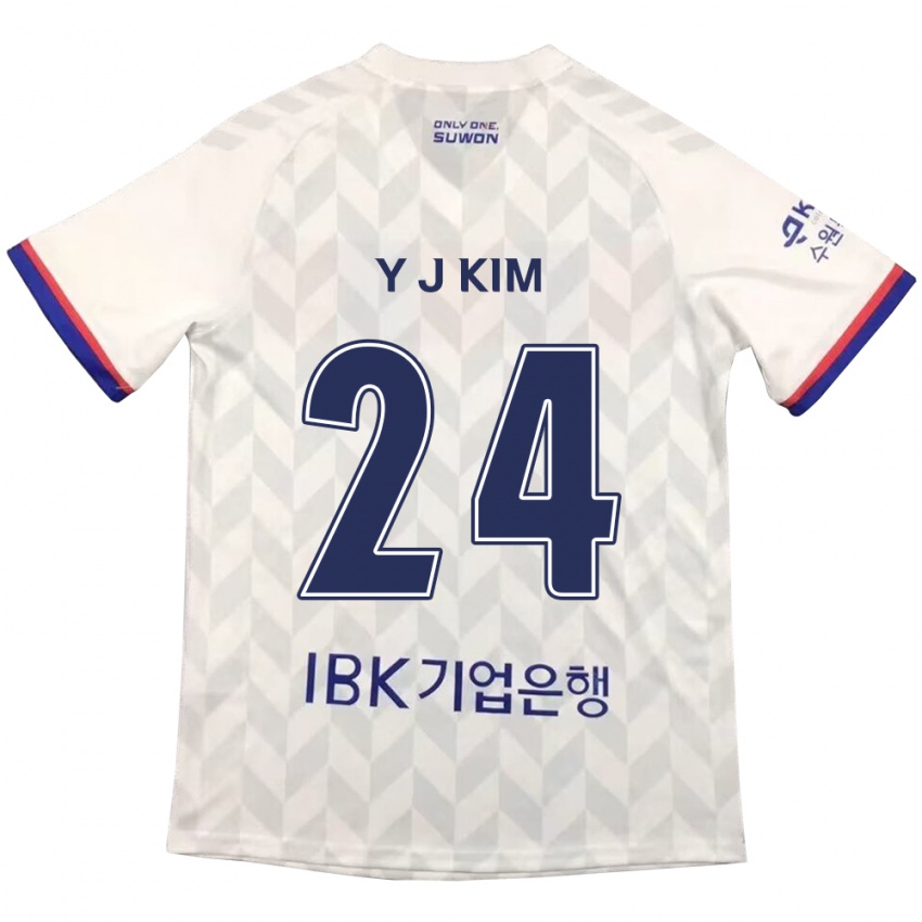 Niño Camiseta Ju-Yeop Kim #24 Blanco Azul 2ª Equipación 2024/25 La Camisa México