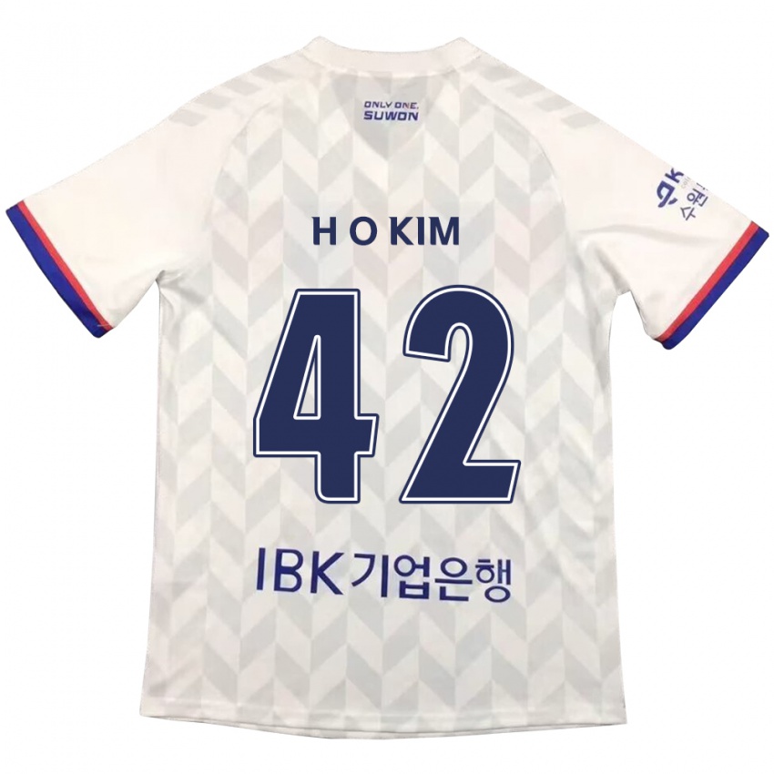 Niño Camiseta One-Hyung Kim #42 Blanco Azul 2ª Equipación 2024/25 La Camisa México