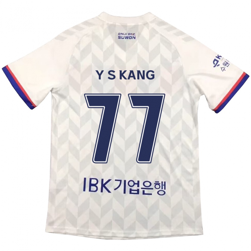 Niño Camiseta Sang-Yun Kang #77 Blanco Azul 2ª Equipación 2024/25 La Camisa México