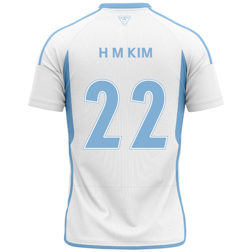 Niño Camiseta Min-Hyuk Kim #22 Blanco Azul 2ª Equipación 2024/25 La Camisa México